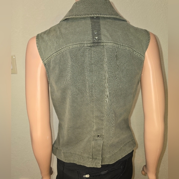 Anthropologie Marrakech Women's Small Green Moto Vest Zip Front - Picture 6 of 11